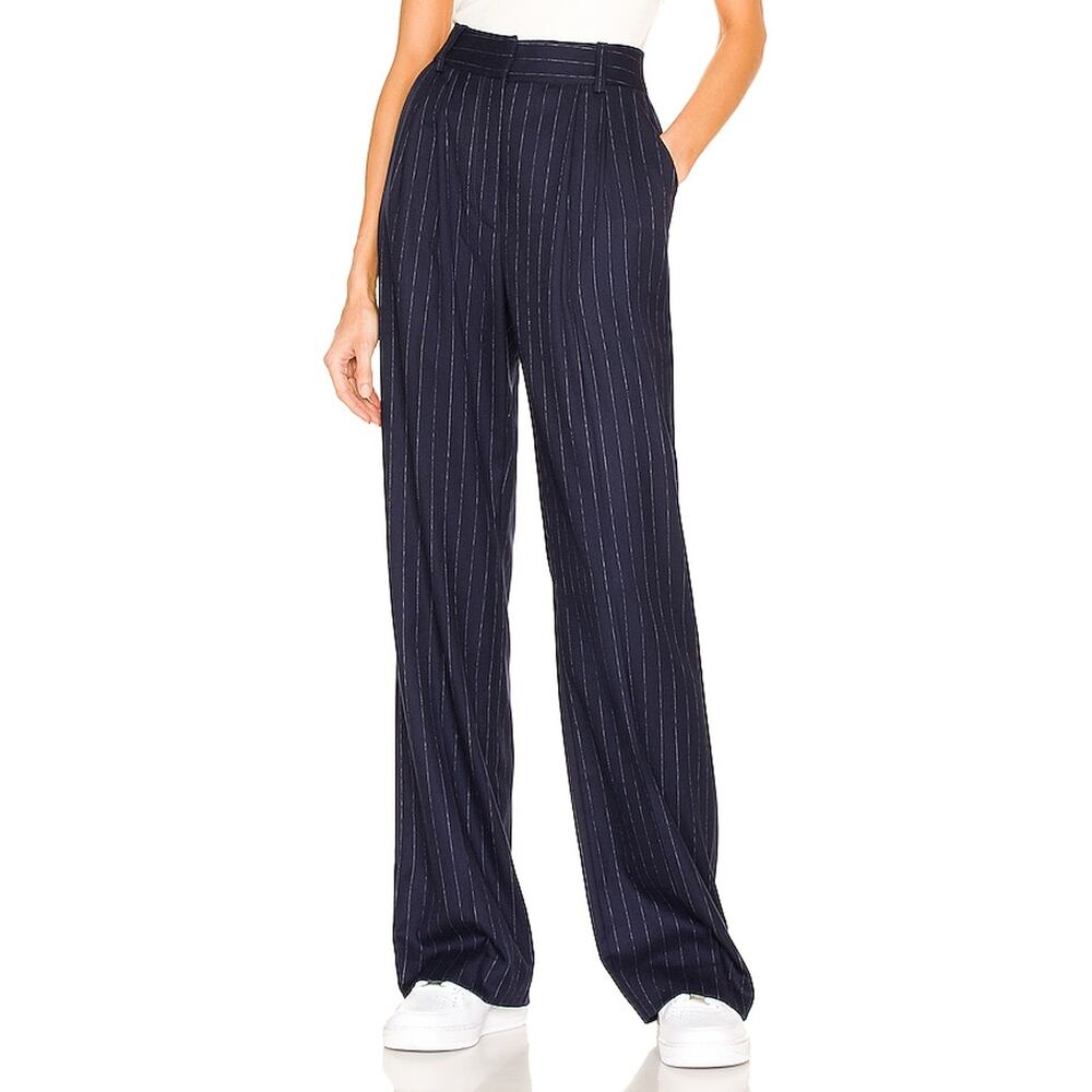 Favorite Daughter Dark Blue Striped Wide-Leg Pants